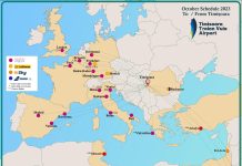 HARTA DESTINAȚIILOR DIN LUNA OCTOMBRIE DE PE AEROPORTUL INTERNAȚIONAL TIMIȘOARA “ TRAIAN VUIA “